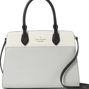 NWT KATE SPADE MADISON MEDIUM SATCHEL SHOULDER BAG TOTE GREY COLORBLOCK LEATHER